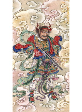 明代水陆画  通天遍地王龚将军画像