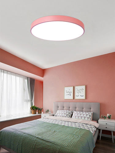 超薄led吸顶灯卧室灯简约现代创意圆形马卡龙儿童房过道阳台灯具 - 图2