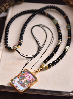 藏饰虎牙玛瑙天珠唐卡珠链快拆扣新款毛衣链泰国佛牌链吊坠挂绳M