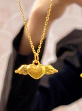 绳结纪爱心天使999足金项链