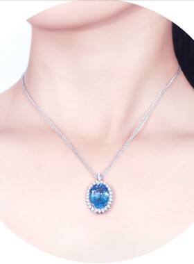 托帕石吊坠项链首饰礼物送女友