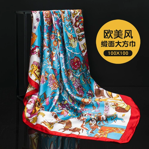 韩禾 Этнический шарф, платок, квадратная накидка, подарок на день рождения, этнический стиль, 1м