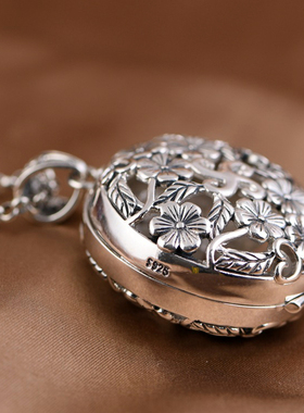 藏汉屋纯银可打开大号项链吊坠女