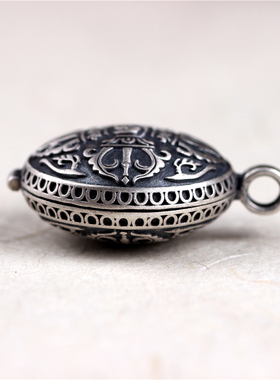 纯银金刚杵项链空心吊坠小号