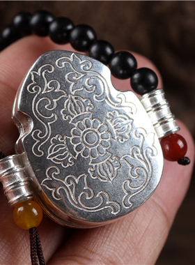 纯银可打开项链西藏嘎乌盒吊坠