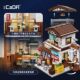 Double eagle cada click building blocks Japanese-style street scene Arbor canteen building model ornaments assembled educational toys gifts