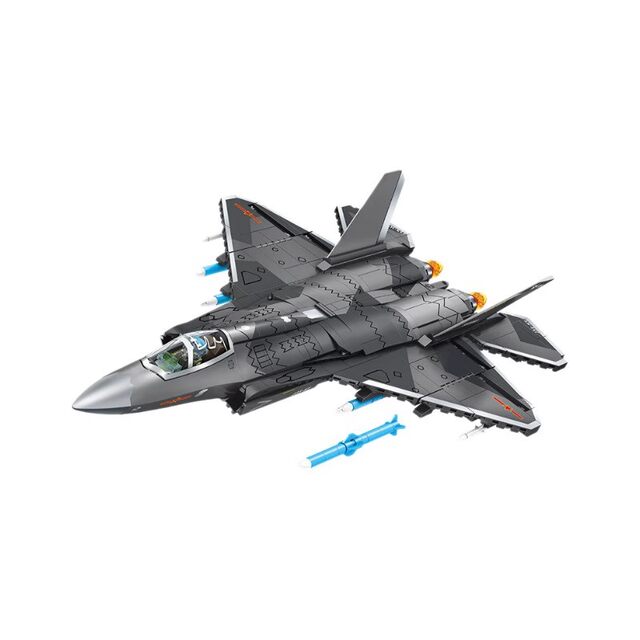Senbao 202255 military J-35 carrier-based fighter boy assembled building blocks aircraft assembly model toy