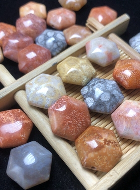 特惠天然珊瑚玉糖饼六角珠单珠手串手链配珠彩色爱心男女款民族风