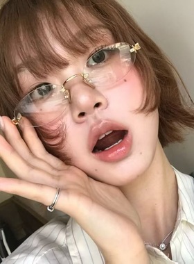 刘浩存赵今麦同款椭圆形书呆子无边框金属无框超轻椭圆太阳镜墨镜