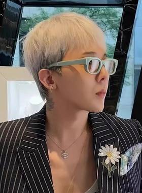 GD权志龙同款墨镜灰绿色眼镜窄框痞帅气质韩版复古潮流太阳眼镜