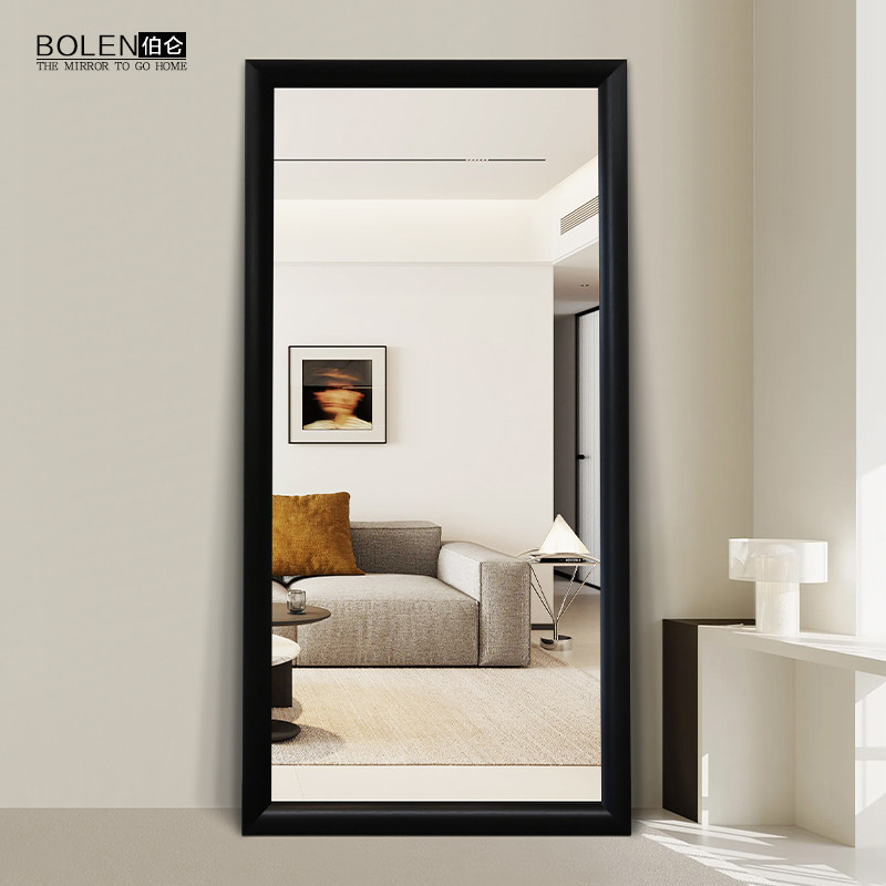 BOLEN 经典黑色全身镜子穿衣镜衣帽间试衣镜落地镜服装店镜子防爆 - 图3