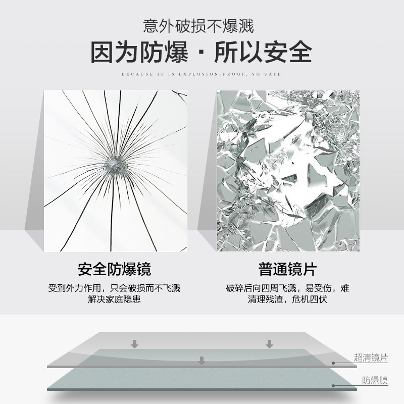 BOLEN 经典黑色全身镜子穿衣镜衣帽间试衣镜落地镜服装店镜子防爆 - 图2