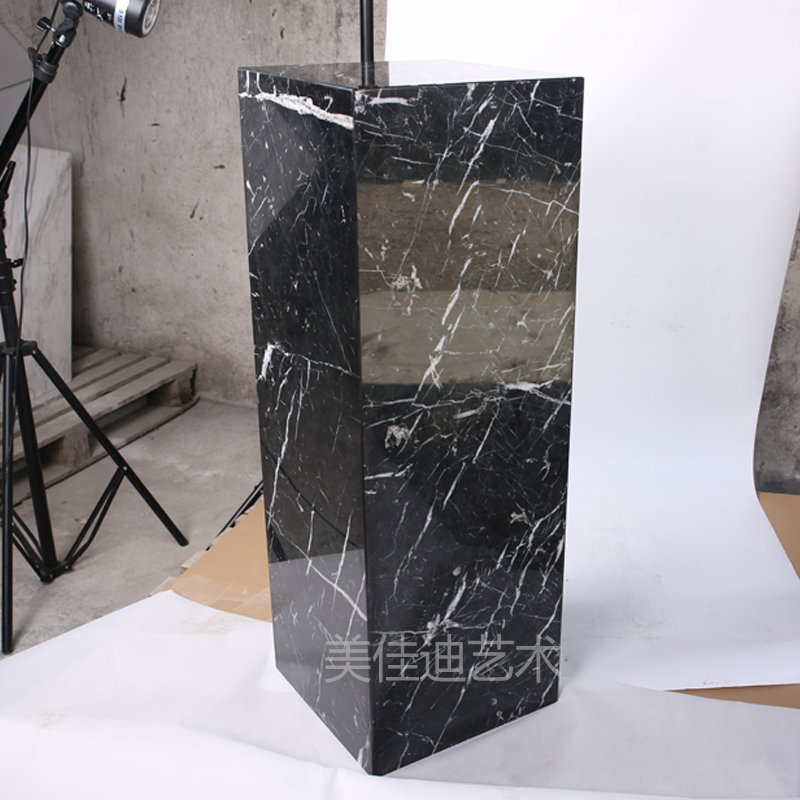 美佳迪黑白根大理石雕塑底座室內軟裝配飾擺件展示臺裝飾品擺臺