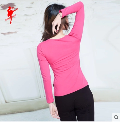 Красная танцевальная обувь тонкая хлопковая круглая воротника с длинными рукавами