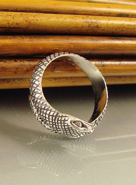纯银蛇形民族风开口可微调戒指