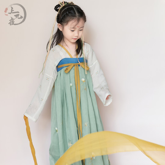 女童汉服夏秋齐胸襦裙原创国风唐制古风亲子复原锦棉对襟衫一片式