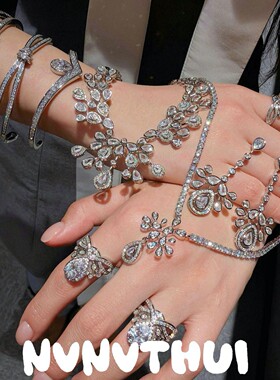 珠宝 满镶水滴皇冠钻石豪门晚宴项链 宴会高定 冠冕泪滴耳环套装