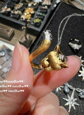 意大利复古拉丝猎豹宝石戒指Vin