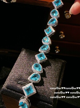 马尔代夫水滴宝石手链 富家千金 镀18K金 渐变不规则蛋形锆石链