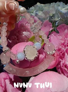 珠宝 马达加斯加天然粉玉髓佛公925银吊坠 粉水晶小蛮腰花神手串