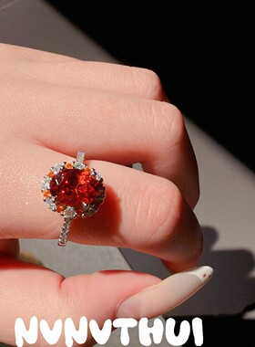 珠宝 橙意满满花瓣芬达色橙色宝石项链 氛围感 帕帕拉恰肥方戒指