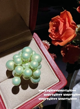 珠宝 蜜桃花海水晶太阳花宝石戒指 镀18K金 水沫玉鸽子蛋锆石戒指