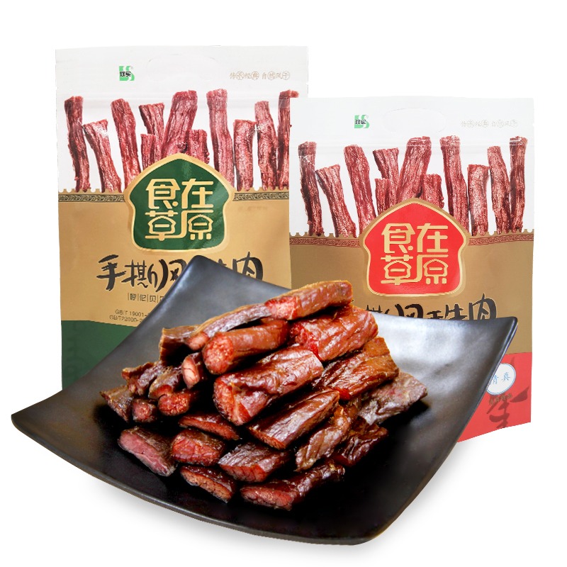 满洲里双实厂供食在草原风干牛肉干独立小条500g - 图0