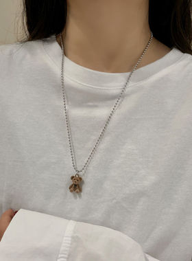 【蜜桃茶】小熊项链2021年新款女小众设计感ins风时尚个性精致潮