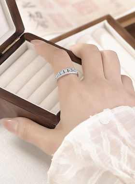 山予棠S925纯银蓝水翡翠时尚轻奢圆珠戒指简约ins风设计开口指环