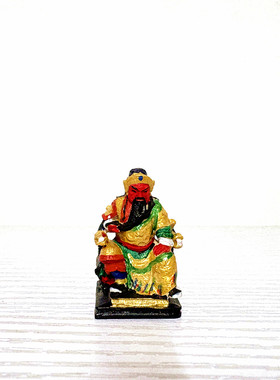 黄杨木关羽武财神车内圆雕工艺品