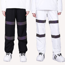 Korean Version Outdoor Winter Large Scale Code Loose Veneer Reflective Strips Ski Pants Male and female lovers Thickened Warm Waterproof Tide