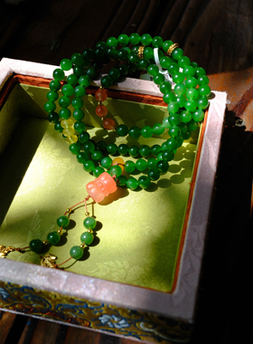 【一物一图】6.2mm108和田玉碧玉四圈手串/项链～15手围