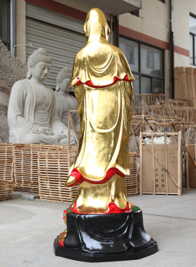 供奉寺庙树脂佛像1米8全金观音菩萨家用站观世音菩萨金色观音神像