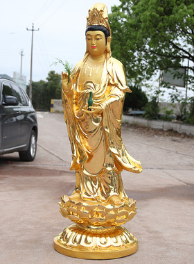 树脂站观音佛像贴金厂家直销