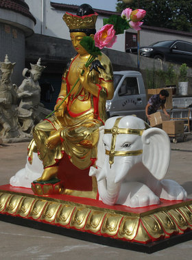 树脂玻璃钢贴金彩绘文殊寺庙佛像
