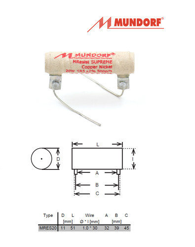 德国MUNDORF蒙多福 Mcap 高保真电阻 SUPREME 20W 分频器电阻 - 图0