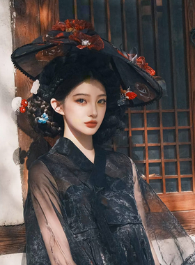 朝鲜族传统帽子 女士韩服配饰 写真馆艺妓帽子