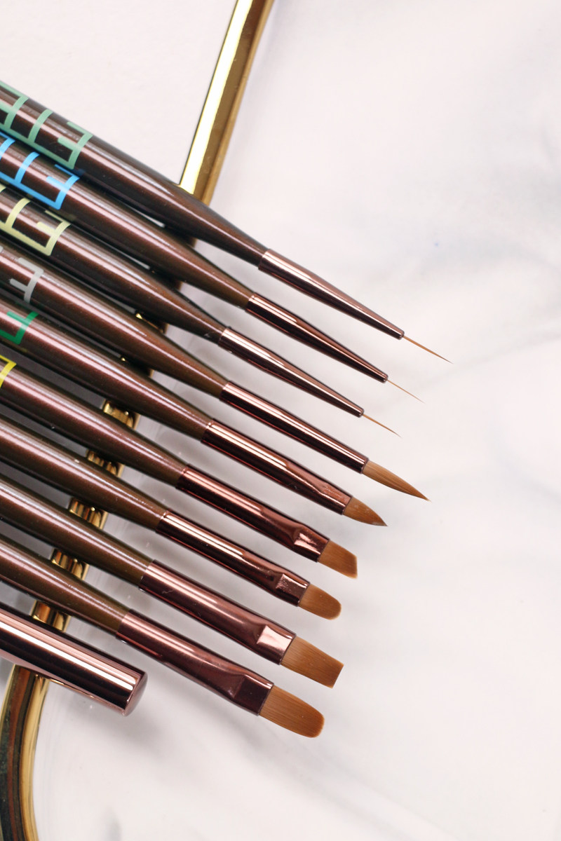 Etem日本专业美甲笔刷套装平头光疗笔彩绘画花大师款店用同版tati 美女美甲 淘优券