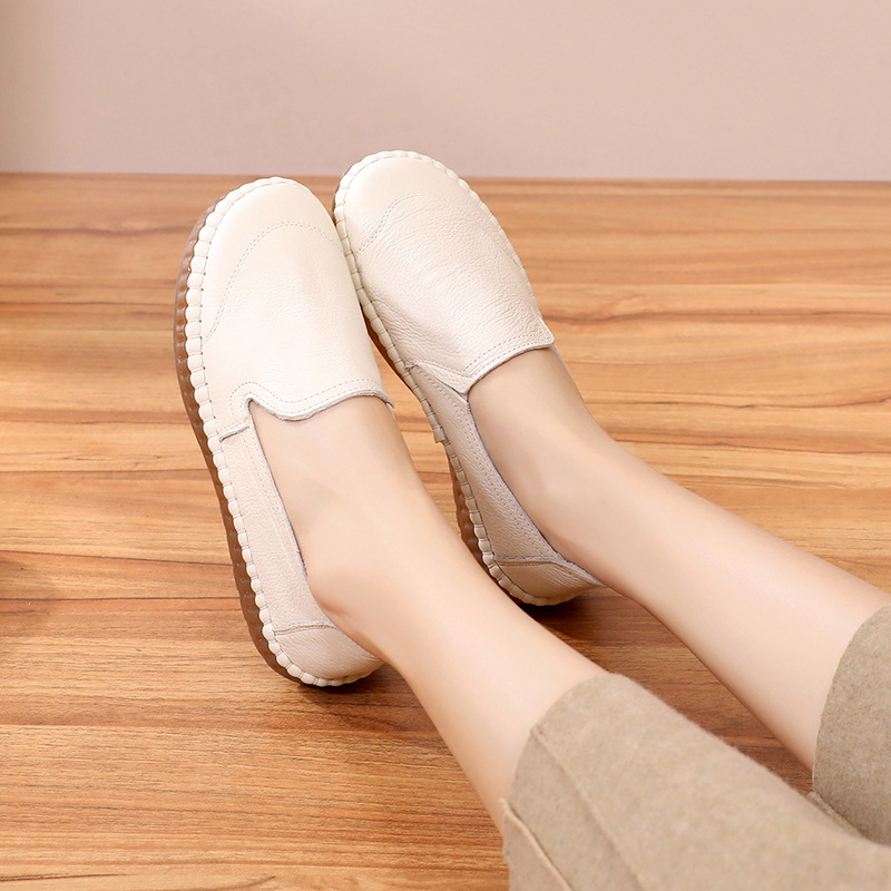 平底舒适复古牛筋底妈妈鞋真皮单鞋软皮鞋防滑软底中老年秋季女鞋,淘宝优惠券,粉丝福利购,淘宝优惠卷