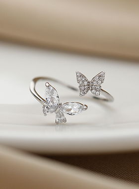 925纯银开口蝴蝶戒指指环