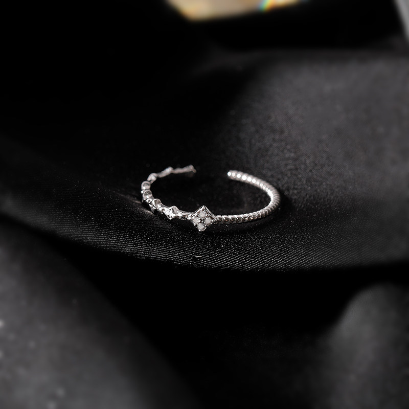 Sterling silver four-leaf clover open adjustable ring