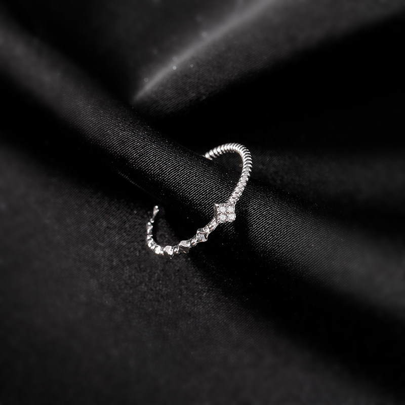 Sterling silver four-leaf clover open adjustable ring