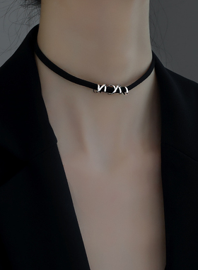 纯银黑色choker项圈锁骨链项链女2025新款爆款脖颈链颈带脖子饰品