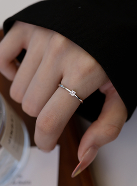 925纯银开口可调节戒指女生小众轻奢时尚简约设计感素圈食指戒男