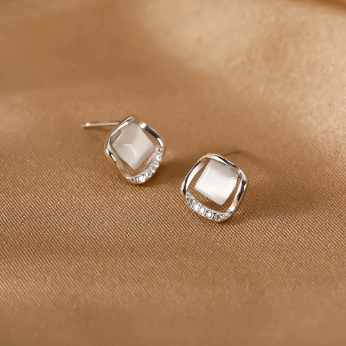 Квадратные летние изысканные серьги, серебро 925 пробы, кошачий глаз, коллекция 2022