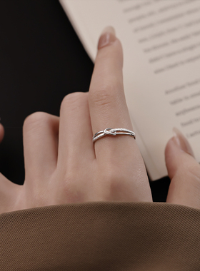 925银爱心交织戒指可调节食指戒