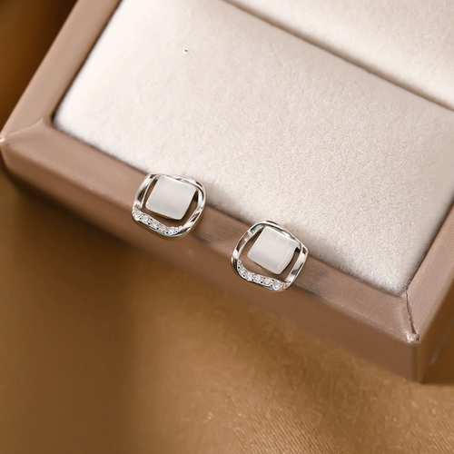 Квадратные летние изысканные серьги, серебро 925 пробы, кошачий глаз, коллекция 2022