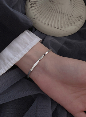 纯银手镯ins小众冷淡开口可调节