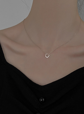 ins纯银几何方形网红吊坠项链