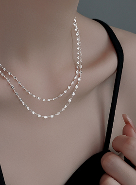 999纯银项链女雪花链替换素链足银链子配饰无吊坠链条锁骨链颈链
